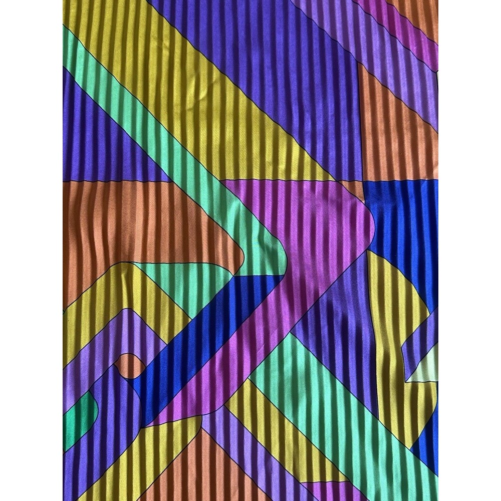 ETRO Silk Scarf Pleated 36" Square Abstract Geometric Multicolor Italy - Picture 11 of 13